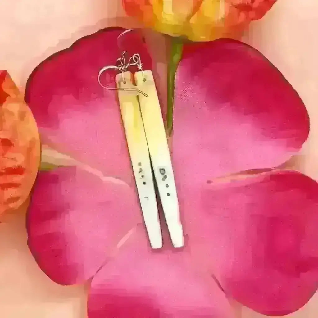 Tewa/Santo Domingo inlaid silver drop earring - earrings