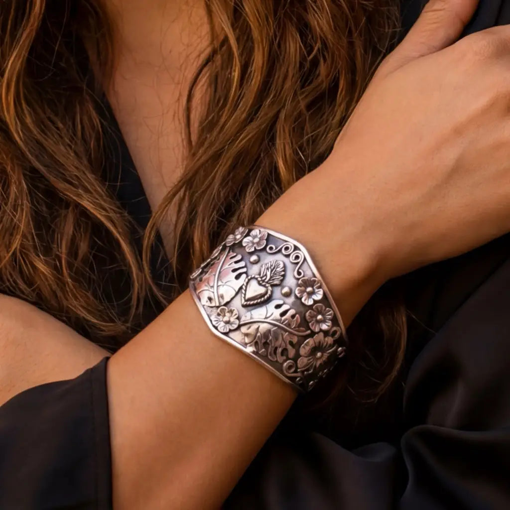 Vintage Mexican jewelry & clamper bracelets.