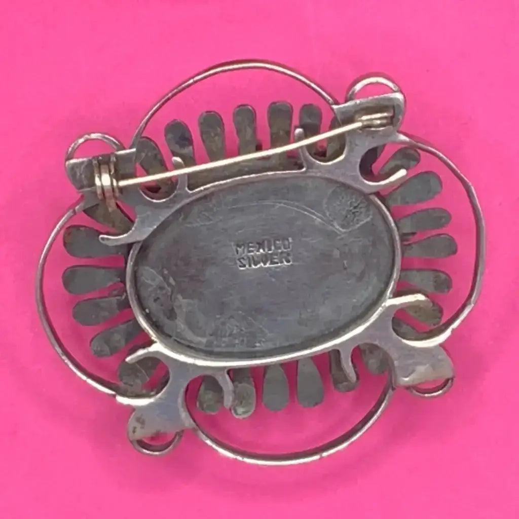 1940 Vintage Taxco silver pin with amethyst