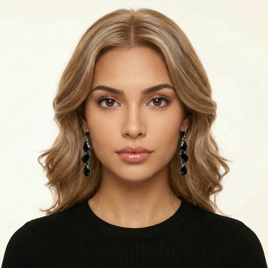 Handcrafted Silver Taxco earrings with black stones