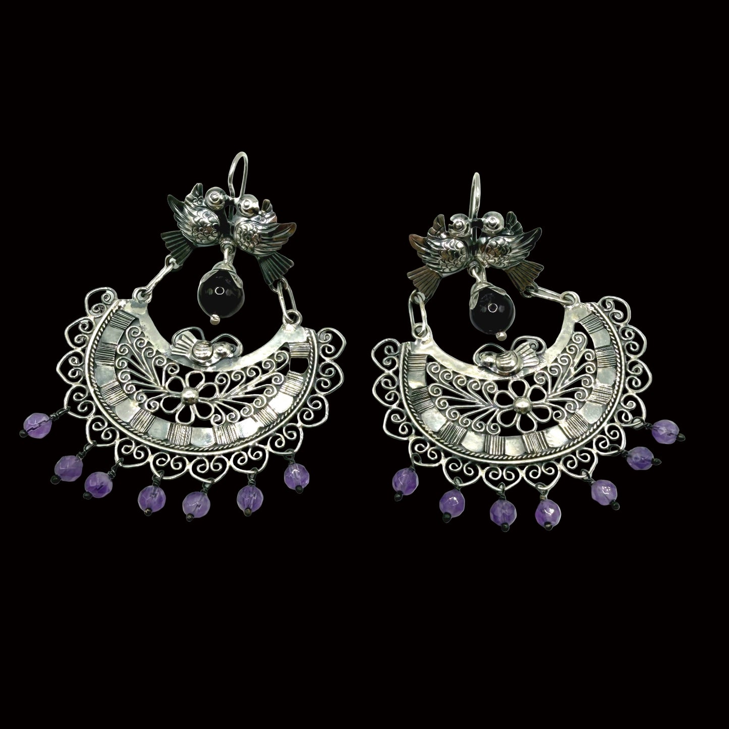 Mazahua earrings with amethyst 