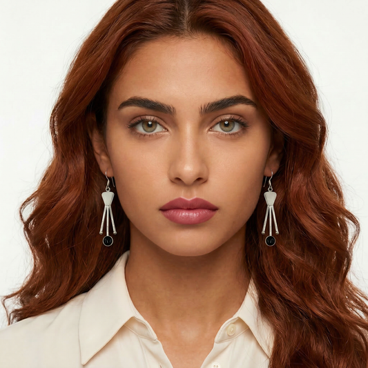 Handcrafted Silver Taxco earrings with black stones