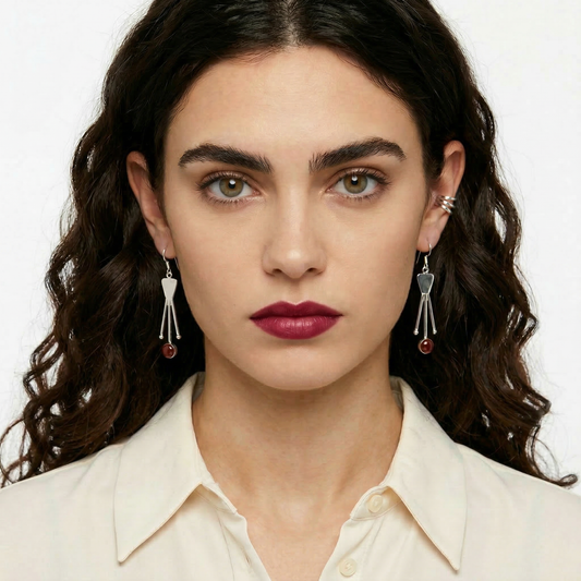 Handcrafted Silver Taxco earrings with red agate