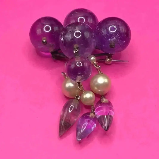 Arts and Crafts Movement Amethyst Pearl pin circa 1890