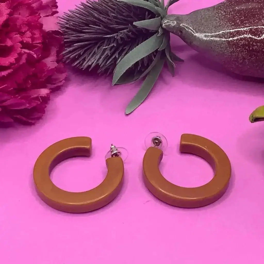 Butterscotch Bakelite hoop earrings - earring