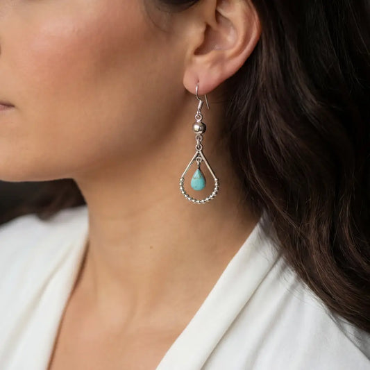 Handcrafted Silver Taxco earrings with turquoise - bracelet