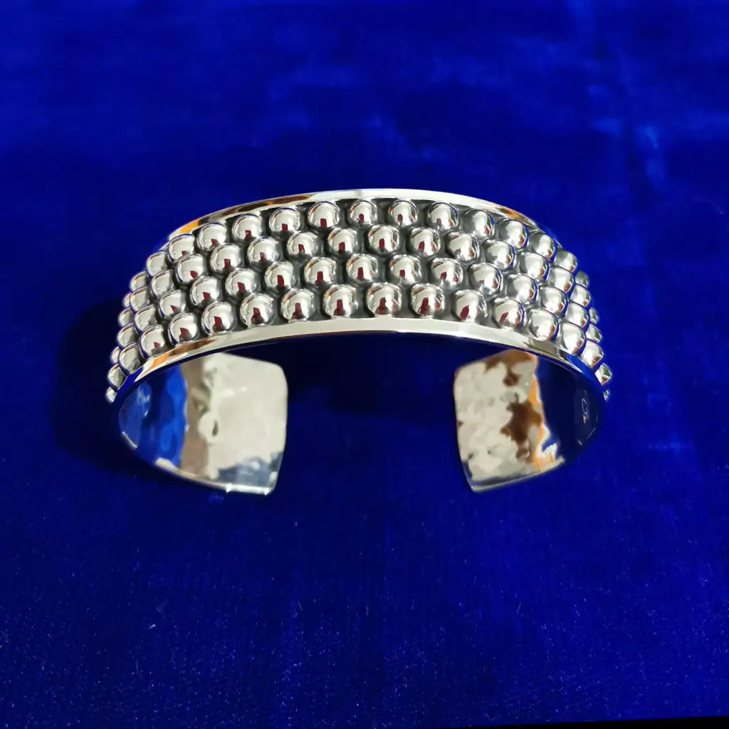 Large Taxco sterling bracelet with circles