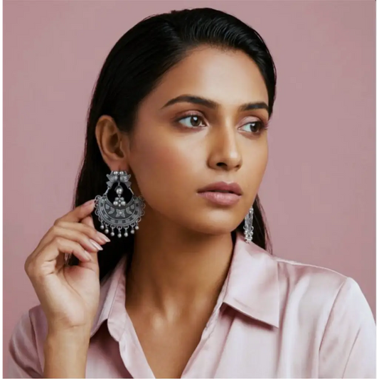 Mexican Mazahua silver dove earrings with balls handmade