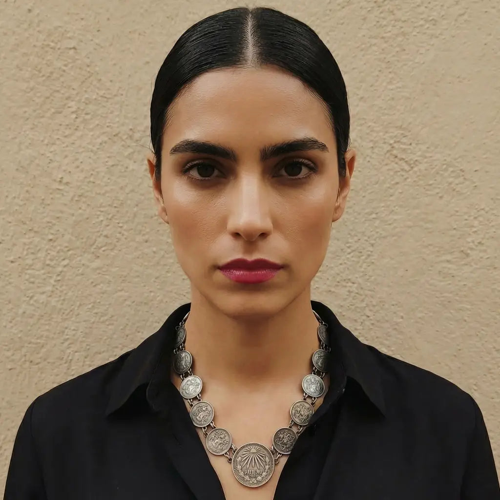 Oaxacan vintage Silver coin necklace with coins