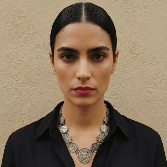 Oaxacan vintage Silver coin necklace with coins