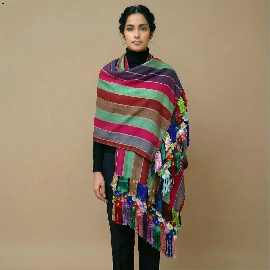 Purepecha rebozo with fringe - Shawl