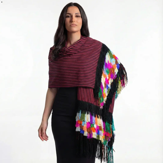 Purepecha rebozo with fringe - Shawl