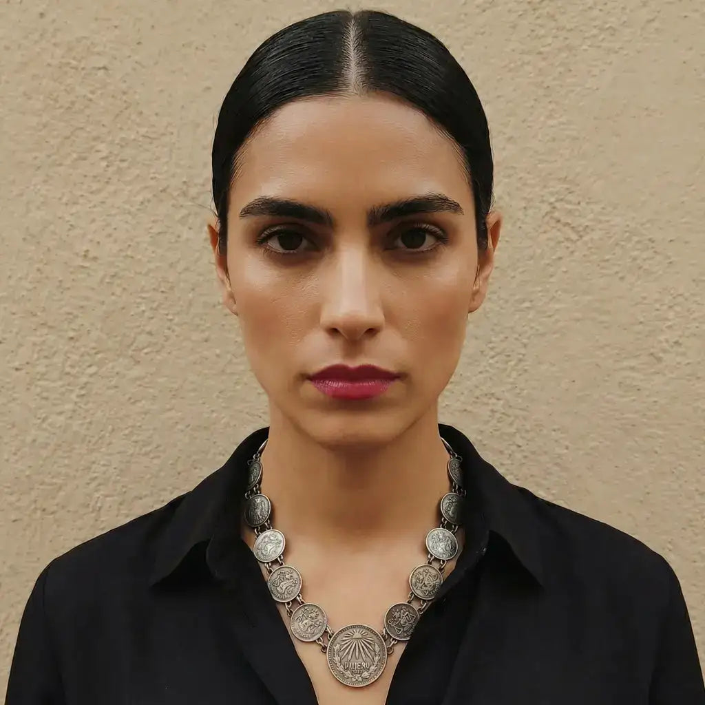 Oaxacan vintage Silver coin necklace with coins