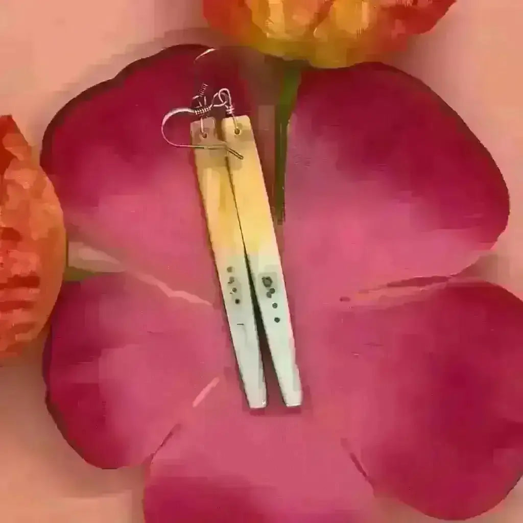 Tewa/Santo Domingo inlaid silver drop earring - earrings