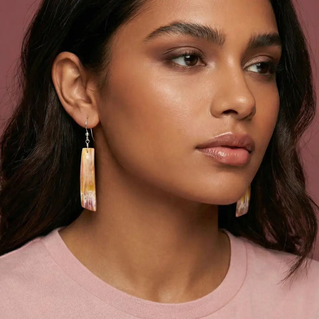 Tewa/Santo Domingo Native American earrings spiny oyster