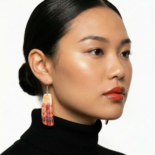 Tewa/Santo Domingo Native American earrings spiny oyster