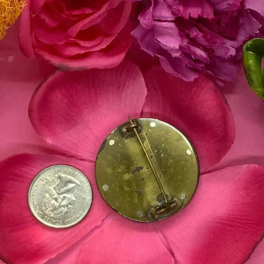 Victorian Whitney jet silver/ brass pin