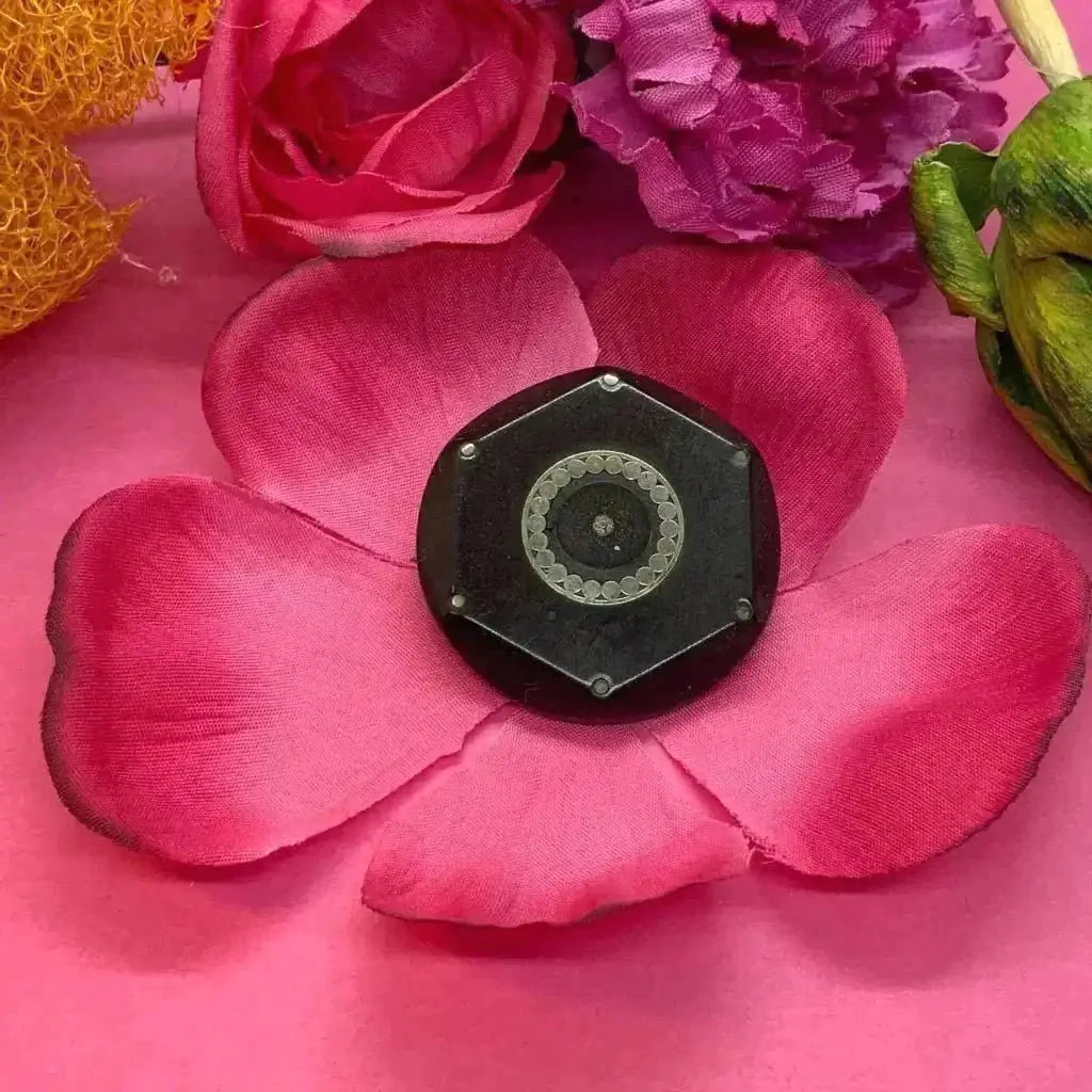 Victorian Whitney jet silver/ brass pin