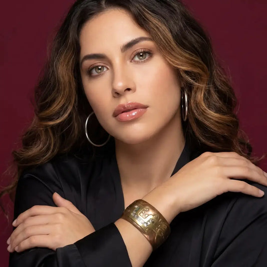 Vintage Brutalist Mexican inlaid bracelet