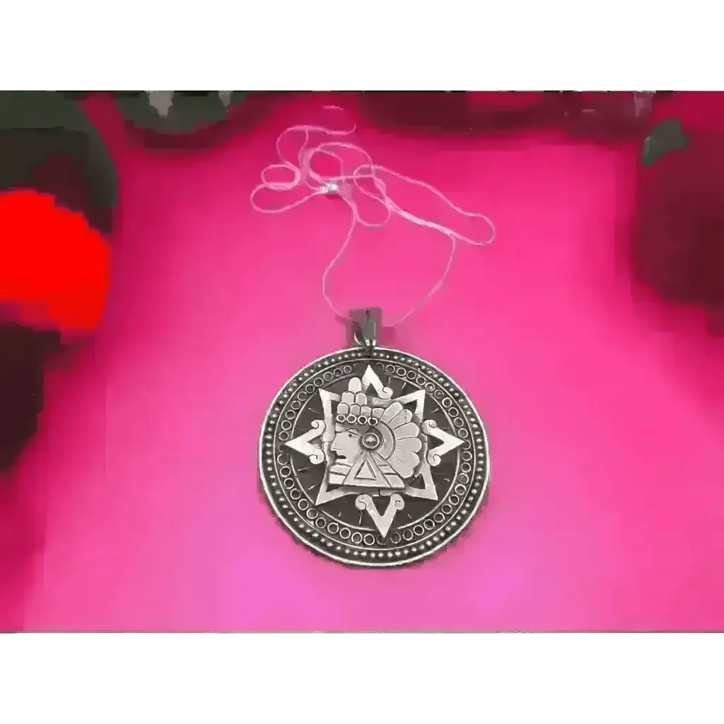 Vintage Mexican silver necklace with Aztec design - bracelet