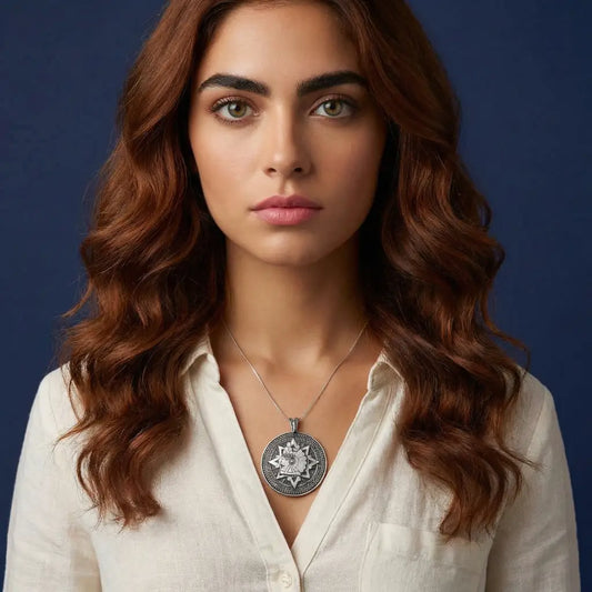 Vintage Mexican silver necklace with Aztec design - bracelet