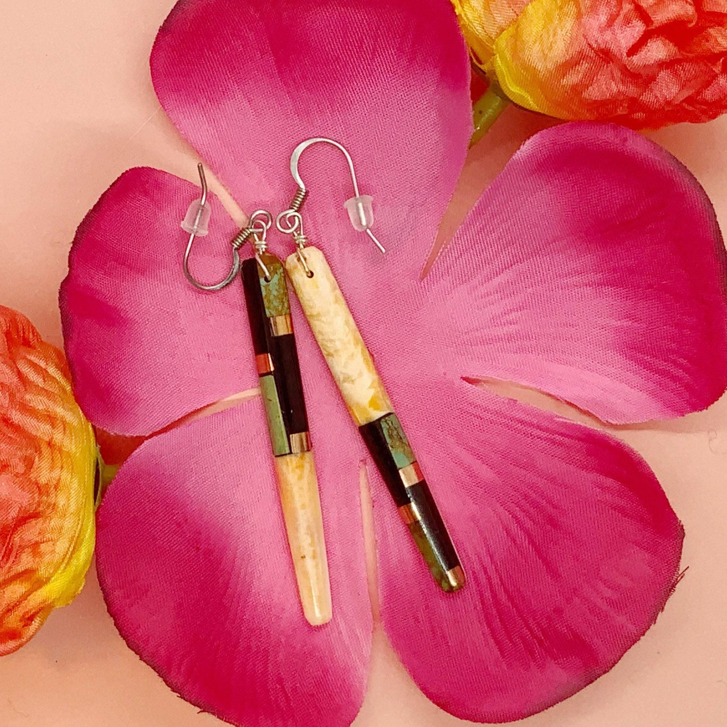 Tewa/Santo Domingo Native American earrings.