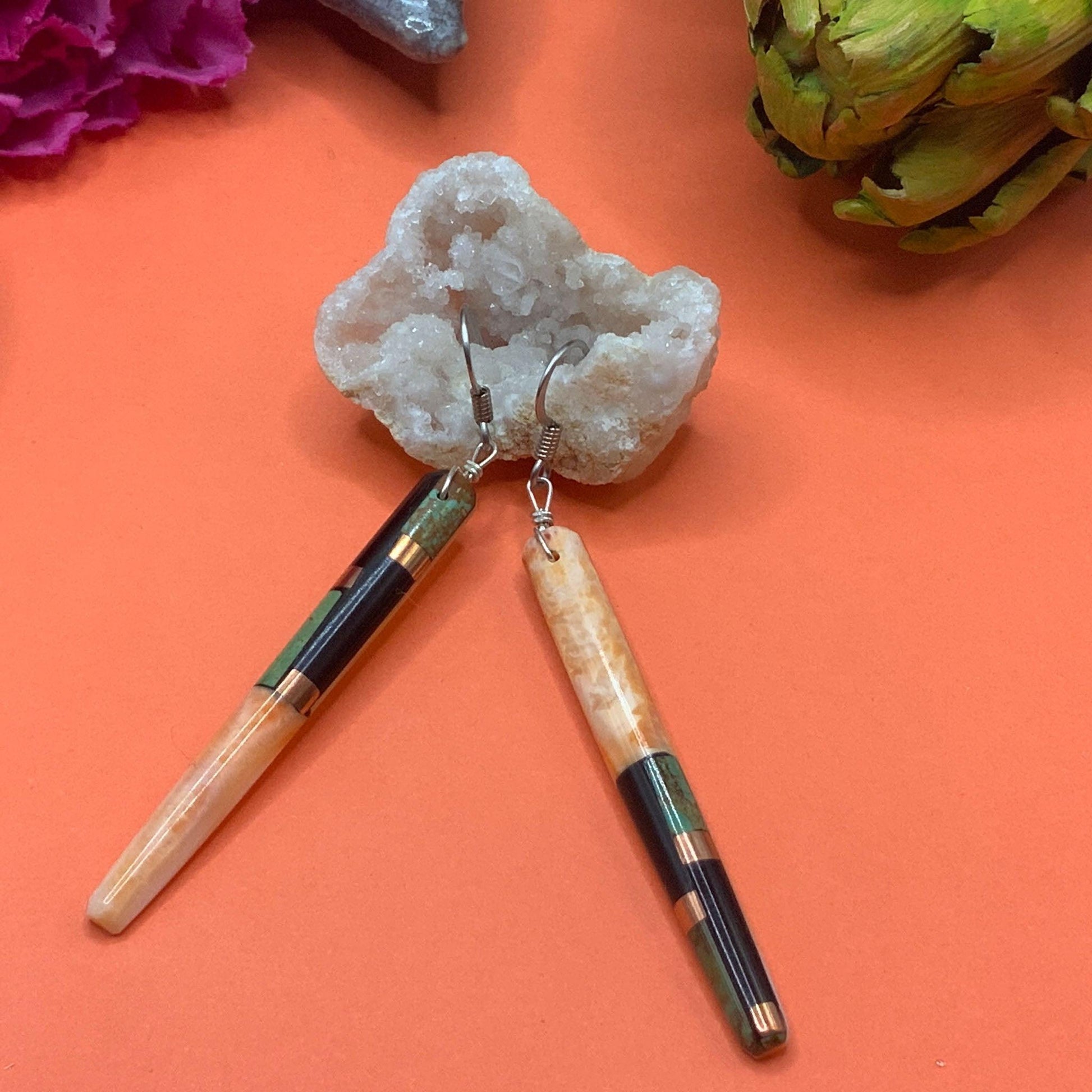 Tewa/Santo Domingo Native American earrings.