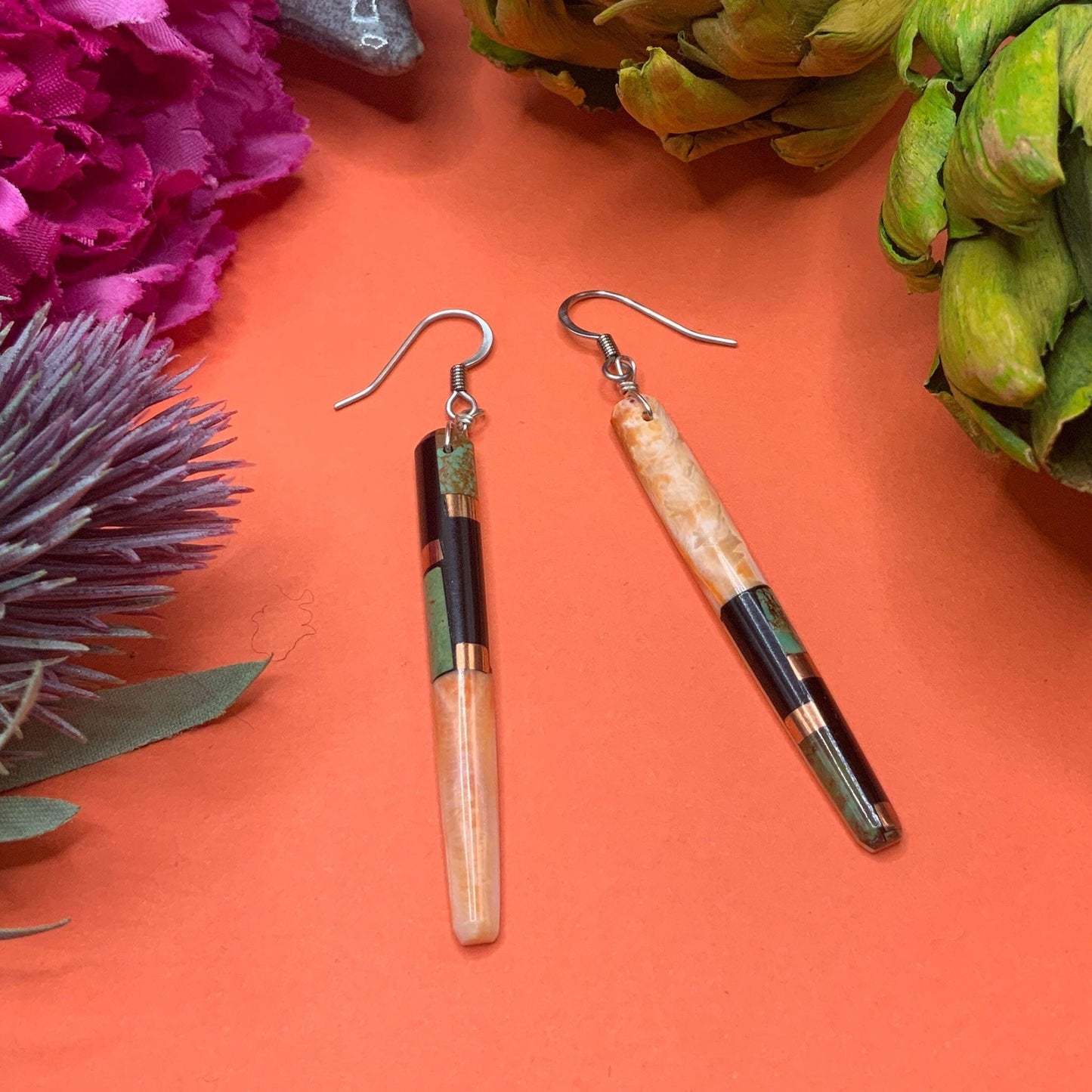 Tewa/Santo Domingo Native American earrings.